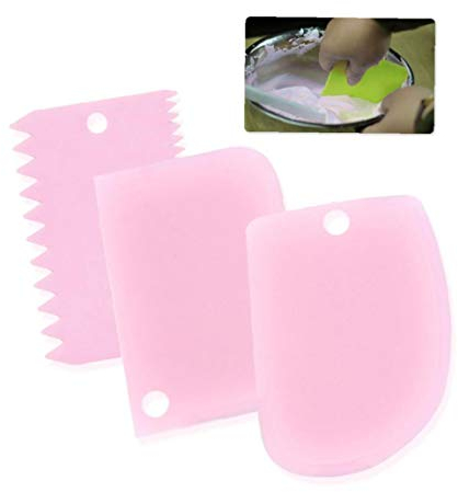 Oulensy 3pcs / Ensemble D'Outils De Cuisson De DéCoration De GâTeau De Raclage De La PâTisserie Fudge Racleur De GâTeau De PâTe Plastique Spatule GâTeau De Coupe en Dents De Scie