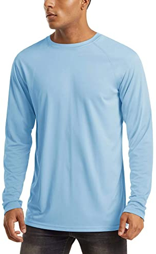 MAGCOMSEN UV-tröja för män, UPF 50+, långärmad, ledig, lätt T-shirt för utomhusbruk, BLÅ, XXL