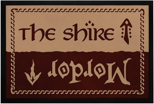 MoonWorks® Fußmatte mit Spruch The Shire Mordor Türmatte für Film-Fans Fantasy rutschfest & waschbar Schwarz 60x40cm