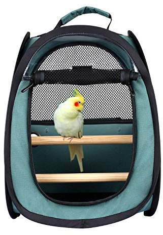 Akinerri Vogel-Reisetasche, kleine Vogel-Reisetasche, transparent, atmungsaktiv, Reisekäfig für Vögel, Papageien, inklusive Sitzstange und Bodenablage