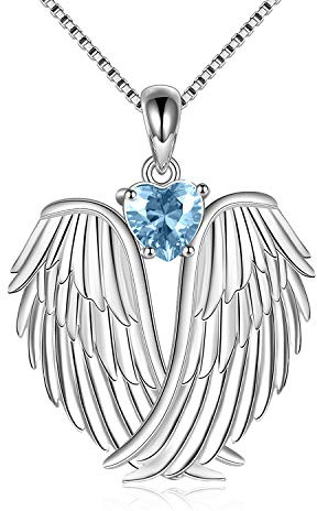 YAFEINI Flügel-Halskette, 925er-Sterlingsilber, Schutzengel-Geburtsstein-Halskette, Flügel-Anhänger, Schmuck für Frauen und Mädchen, Geschenke (Dezember)