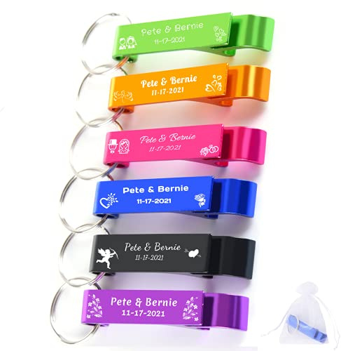 Stepdiy 100pcs-Abrebotellas Personalizados para Fiesta de Boda, Regalos de Boda para Invitados, Regalo Personalizado, Personalizable, Colorido, Tamaño de Bolsillo
