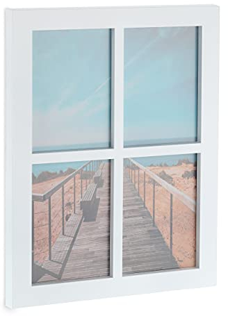 Relaxdays Portafoto Multiplo da 4 Cornici 18x13, Collage Multifoto, HxL: 44 x 33,5 cm, Collage Foto da Muro, Bianco