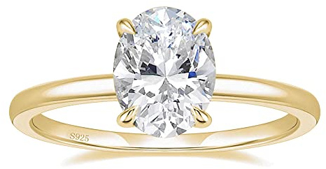 EAMTI Anello di fidanzamento in argento Sterling 925 da 3 ct, con solitario di zirconia cubica, taglio ovale, per promessa di matrimonio, da donna, taglia 3-11