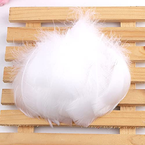 Duories 100 Stück Bunte Feder zum Basteln Naturfedern Gänsefedern Indianer Bastelfedern für DIY Kunstwerk Masken Hüte Ohrringe Haarschmucken Traumfänger Hochzeit Karneval Party Dekoration,7-12cm Weiß