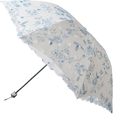 YUEHUA Sun Umbrella Ladies Parasol Ladies Embroidered Lace Double-Deck Anti-UV Parasol Umbrella Sun/Rain/Snow Folding Umbrella (Blue)