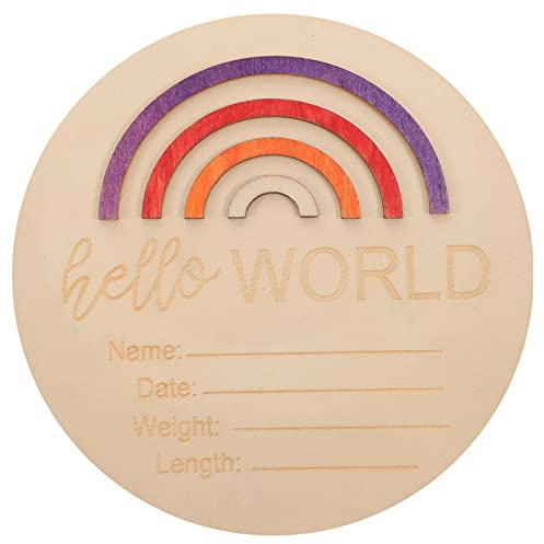 Zerodeko Hölzernes Baby-Regenbogen-Ankündigungsschild Geburtsankündigungsschild Baby-Meilensteinschild Babynamen-Ankündigungsschild Für Foto-Requisiten-Baby- -Kindergarten-