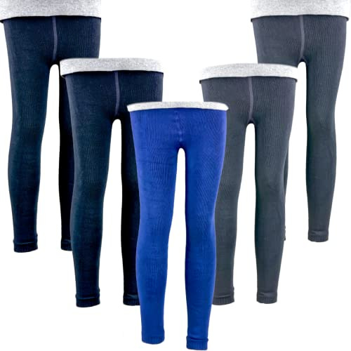 T&R Industrees Kinder Thermo Leggings für Jungen und Mädchen | Leggins| warm kuschelig Winter| Unisex Supermix3| 5 Stück | 98-134