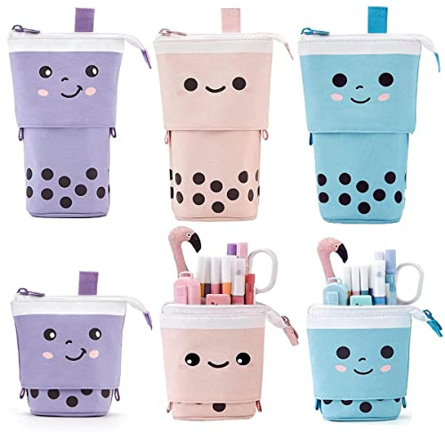 RoadLoo Étui à Crayons Fill, 3 Pièces Étui à Crayons de Dessin Animé Trousse à Crayons Télescopique en Toile Porte Crayon Enfant pour Garçons Filles Etudiants Fournitures de Bureau Filles École ((3))