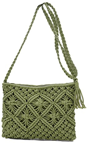 TeeYee Strandtasche Damen kleine Umhängetasche Exotisch geflochtene Retro Handtasche mit Quaste für Freizeit Urlaub