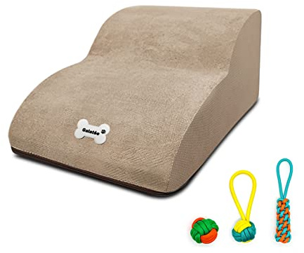 Galatée Haustiertreppe Aus Hochdichtem Schaumstoff, 2 Ebenen, Hundetreppe Und Rampe Für Hochbett Oder Sofa, Am Besten Für Verletzte Hunde, Ältere Katzen, Haustiere Mit Gelenkschmerzen(Hellbraun)
