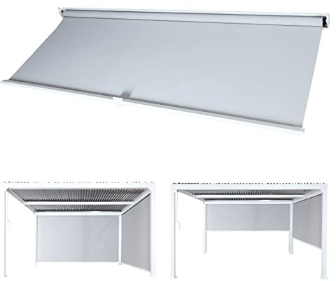 Mendler Seitenwand für Pergola HWC-L41 Stoff/Textil 3x3m - weiß