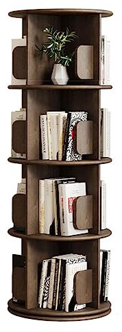 SAAKO praktisch Bücherregal 360° drehbares Bücherregal aus Holz, stehendes Bücherregal im Retro-Stil, Bücherregal, Zuhause, Wohnzimmer, Bücherregal, Organizer perfekte Möbel