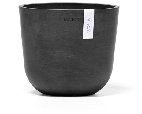 Ecopots Blumentopf Oslo Dunkel Grau - Durchmesser Ø 19 cm rund klein - Pflanzentopf aus Recycling Kunststoff - Übertopf modern für Indoor und Outdoor