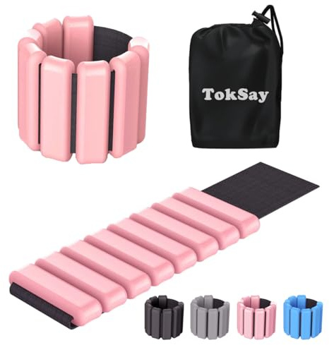 TokSay Wrist & Ankle Weights, Adjustable Silicone Bands, (2LB/4LB)