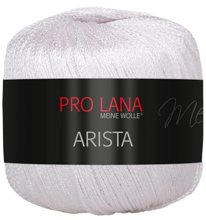 Frida's Wollhaus Pro Lana 25 g Arista Häkelgarn Effektgarn Glitzergarn Lurexgarn weich 12 Farben (304 | Weiß)