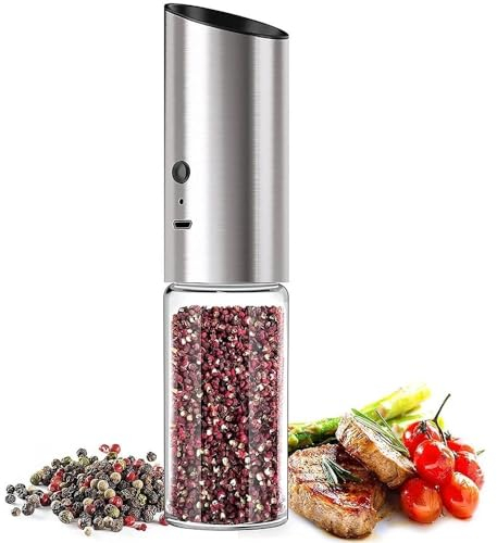 SwePer Molinillo de especias eléctrico Juego de molinillo de sal y pimienta Molinillo de pimienta eléctrico recargable por USB Máquina automática de especias Herramientas de cocina Salero y pimentero