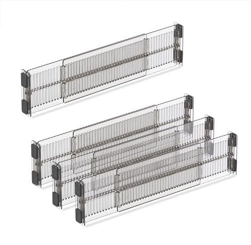 Relaxdays Schubladentrenner, 16-TLG. Set, 8 Ladenteiler, Schubladenteiler flexibel zusammenstecken B: 28 cm, transparent