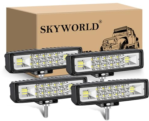 SKYWORLD LED Arbeitsscheinwerfer, 4PCS 6 Zoll 24W Zusatzscheinwerfer Offroad Scheinwerfer 12V 24V Rückfahrscheinwerfer für 4x4 Truck Traktor Bagger SUV UTV ATV LKW, 6000K Weiß LED Arbeitslicht