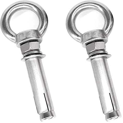 EQQHJL Beton Schrauben Dehnbolzen Schraube M6 Dehnbolzen – Dehnschraube Augenbolzen Ankerbolzen Betonschrauben Edelstahl, Silber, M6x120-2Stk