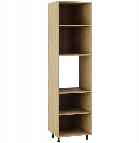 Laclar Küchenschrank für Backofen 60 cm - Hoher Unterschrank 219,6 cm - Mit Soft-Close-Scharniere & verstellbaren Füßen - Robuste 18 mm Möbelplatte - Ideal für modulare Küchen - Steineiche