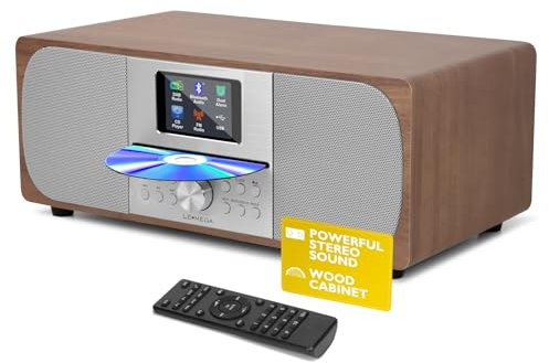 Lemega MSY6 CD Player With DAB+ and FM Radio | HIFI System | Bluetooth | Powerful Stereo System | Acoustic Wood Cabinet | 100W Speakers | 40 Presets | Headphone Jack