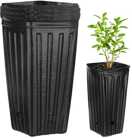 M METERXITY 20-Pack Plant Nursery Pots 3.94x3.94x7.87 inch, Black | Plastic, Deep Growing Nursery Pots, Succulent Flower Tree Planter, With Drainage Holes, For Indoor Outdoor Gardening