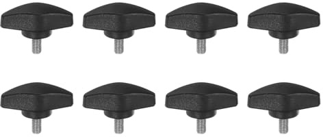 QUARKZMAN 8 Stück Rändelschraube Flügelschrauben Kunststoff Tee-Flügelknöpfe M5 x 10mm Metrische Gewindestifte T-Kopf Kunststoffknöpfe Griffe Daumenschrauben Handklemmknopf, Schwarz