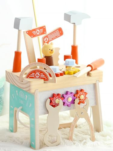 LENA INGROSSO Banco Attrezzi in Legno Montessori – Gioco Educativo per Bambini con Strumenti e Ingranaggi Colorati