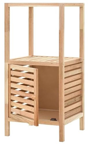 Eleganz Mueble de baño de madera maciza de nogal, diseño delgado, 39,5 x 35,5 x 86 cm, elegante y ahorra espacio para baños pequeños, juegos de muebles de salón