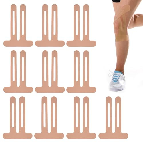 Lot De 10 Bandes De Kinésiologie Pré-Découpées Pour Genou,Strapgenou,Tape Kinesiologie,Bande Kinesiologie Genou,Tape De Kinesiologie Élastiques,Pour Le Fitness,Le Cyclisme,Couleur De La Peau