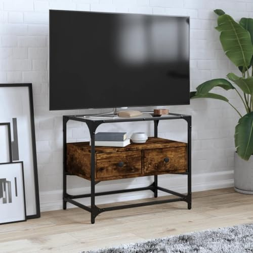 WEMYUFURN Mobile TV con piano in vetro, per affumicare, 60 x 35 x 51 cm, in legno
