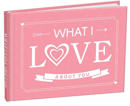 Thboxes 54 Seets What I Love About You Book, 4.8x6.54 Romantic Gifts for Couples What I Love You Fill in The Blank Gift Book for Boyfriend Girlfriend Women Man Diary Notebook, Pink