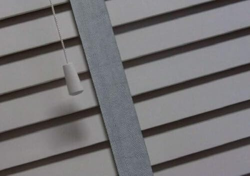 Faux Wood Window Venetian Blinds Blind With Tape 50mm Slats White Grey TRIMMABLE Fittings Included Luxury Look (Grey With Tape, 45cm Width x 150cm Drop)