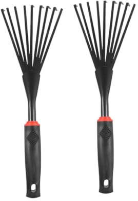 TOBBOMEY Rastrello Da Giardinaggio a Mano a 9 Denti Set Da 2 Pezzi Con Impugnatura Antiscivolo in Plastica e Acciaio, Attrezzo Per Orto e Giardino, Per Rimuovere Radici e Foglie Nel Cortile e Fattoria