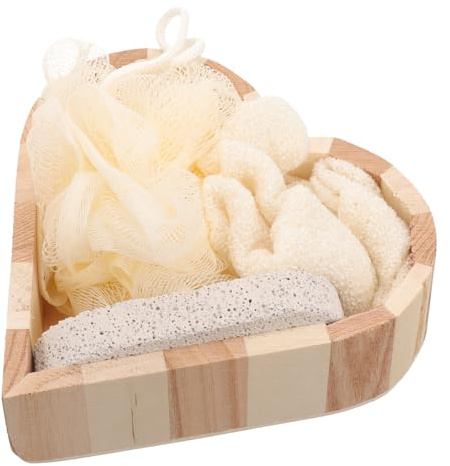 BIUDECO Herzförmiges Bade schrubbset Körperpflege Scrubbing Ball Peelingbürste für Zuhause Reise Hotel Geschenk für Frauen und Familie zur Hautreinigung und Durchblutungsförderung