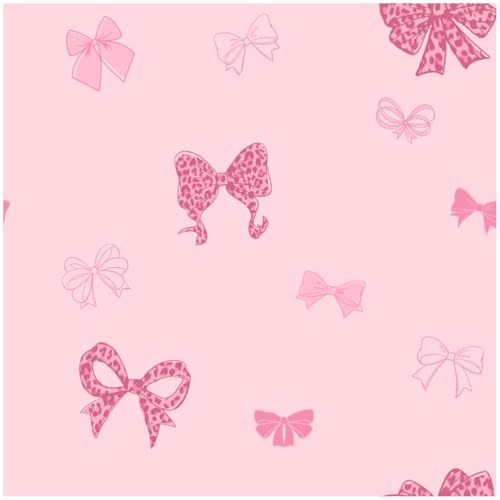 YöL Pink Bow Pattern Wallpaper with Ribbon Design Animal Print Detail, Decorative Wall Covering for Bedrooms Nurseries and Feature Walls, Elegant Whimsical Interior Décor