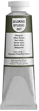 LUKAS STUDIO OIL 37 ml, Ölfarbe in Premium-Qualität, Farbton Olivgrün