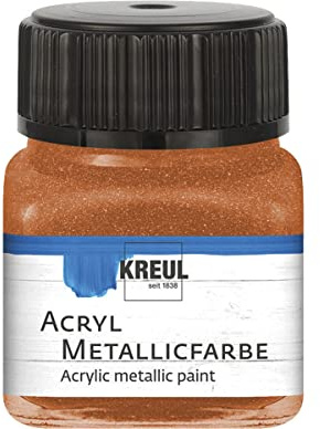 KREUL 77280 - Acryl Metallicfarbe, 20 ml Glas in kupfer, glamouröse Acrylfarbe mit Metalliceffekt auf Wasserbasis, cremig deckend, schnelltrocknend und wasserfest