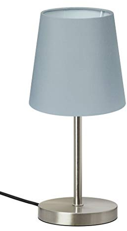 Trango 2017-08G I Tischleuchte, Nachttischlampe, Schreibtischleuchte, Tischlampe, Lampe *GREYNI* mit Stoffschirm in Grau Durchmesser: 170mm, Höhe: 365 mm ohne Leuchtmittel