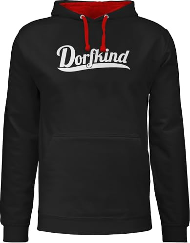 Shirtracer - Pullover Herren Frauen Hoodie Kontrast zweifarbig - Sprüche Statement - Dorfkind Weiss