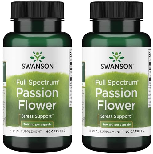 Swanson Full-Spectrum Passion Flower Stress Support 500 Milligrams 60 Capsules (2 Pack)