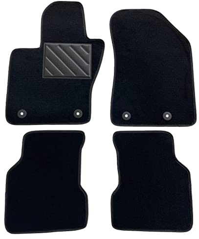 Fußmatten für Jeep Compass ab 2016 - passgenau, rutschfest, Absatzschoner aus verstärktem Gummi, Verankerungsknöpfe, Schwarz