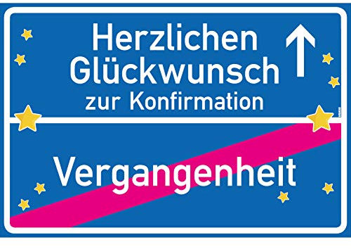 vanva Herzlichen Glückwunsch zur Konfirmation Ortsschild Konfirmation Deko Schild 30x20 cm Konfirmationskarten Tischdeko Konfirmation Dunkelblau