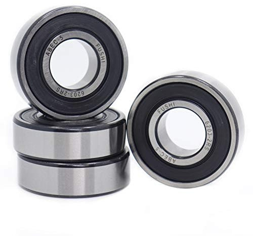 4 Stück Kugellager 6203-2RS ABEC-5 17 x 40 x 12 mm, vorgeschmiert mit tiefer Nut