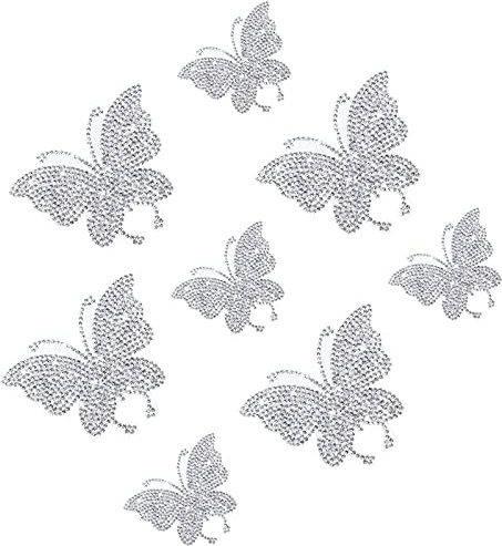 Frienda 8 Pcs Bling Butterfly Car Decals Women Crystal Rhinestone Shiny Butterfly Stickers Accessories for Car Body Bumper Window Laptop Automotive Interior Exterior Sticker Decor(Silver)