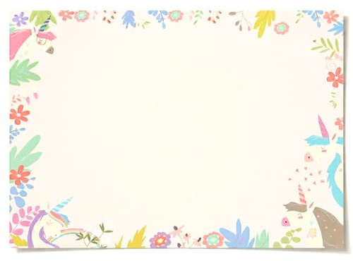 Friendly Fox Einhorn Schreibtischunterlage Papier, DIN A3 Kinder Schreibunterlage, Mädchen Schreibtisch Unterlage Papier XXL Notizblock