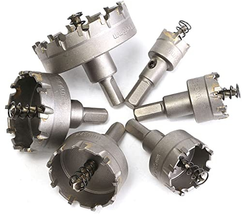 SagaSave Hartmetall-Lochschneider-Set, langlebig, Lochsägen-Set für Hartmetall, 6-teilig (22 mm, 30 mm, 35 mm, 45 mm, 50 mm, 65 mm)