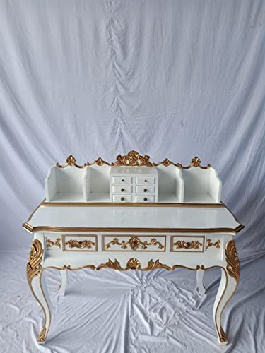 Kunibert antik kunglig Louis XIV. Louises barock rokoko stilmöbel sekretär skrivbord färg: vit med guld bredd 117 cm