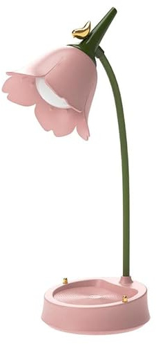 Flower LED Desk Lamp Cordless Table Light Adjustable Gooseneck Dimmable Touch Rechargeable Battery Student Bedroom Room Lighting Table Light House Decor (Pink)